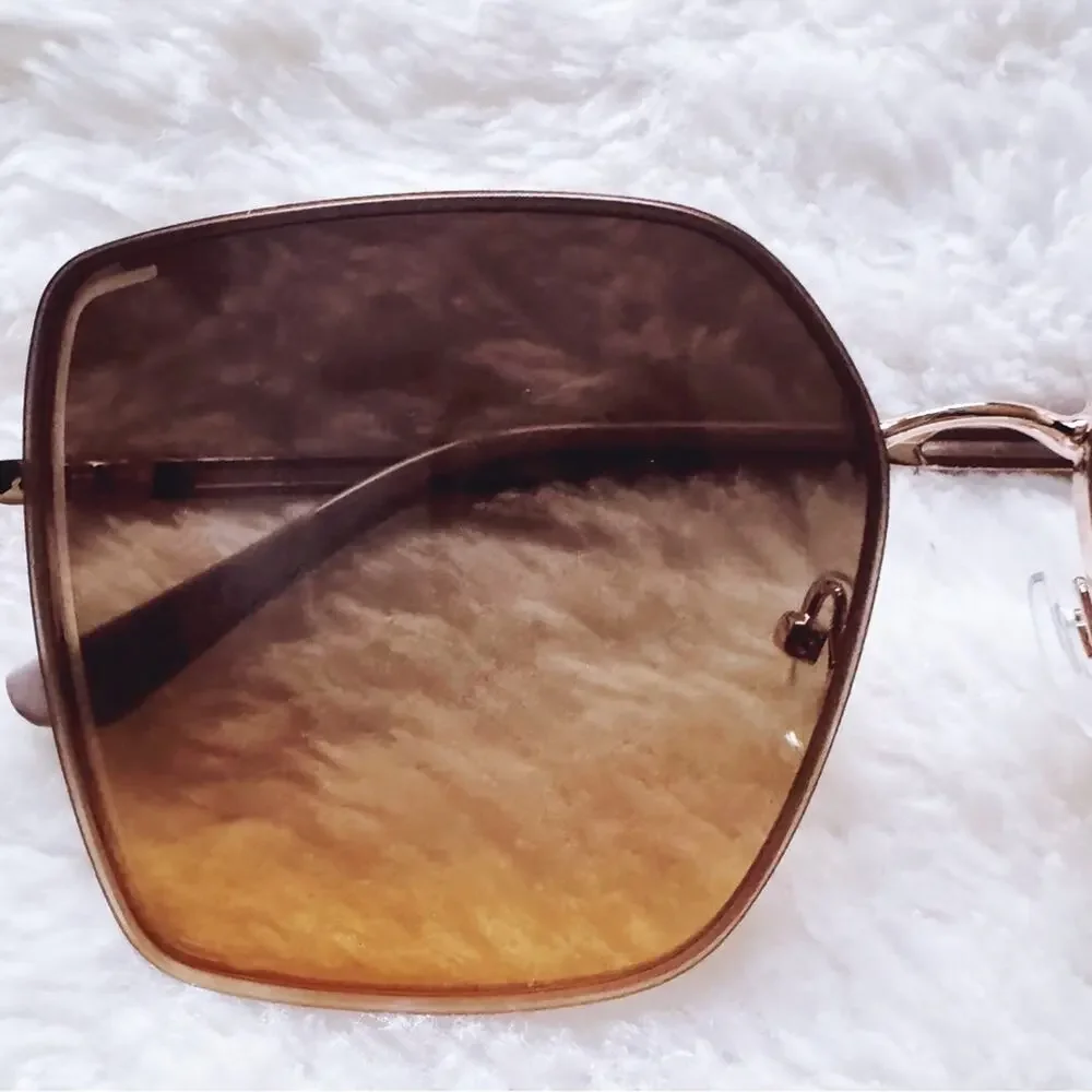 Monica Clear Brown Geometric Sunglasses